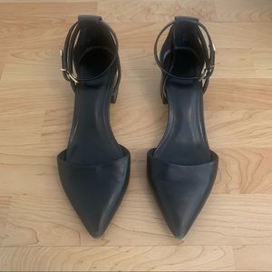 Aldo Black Leather Short Block Heel with Ankle Straps